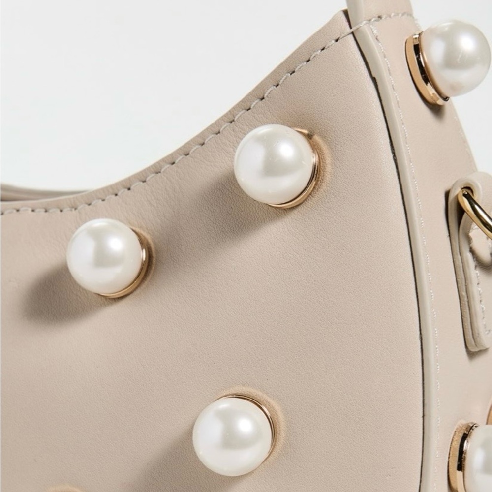 BTB Los Angeles Cora Mini Bag in Bone Leather with Imitation Pearls. Brand new! - Picture 6 of 9